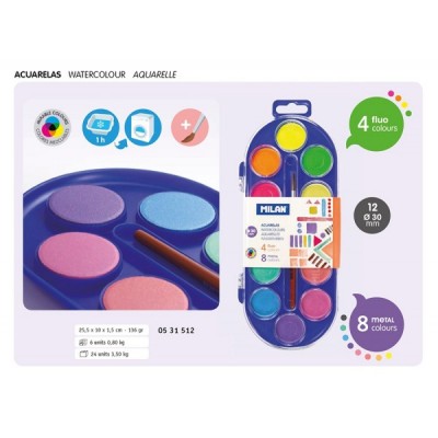 ACUARELAS MILAN C/12 COLOR...