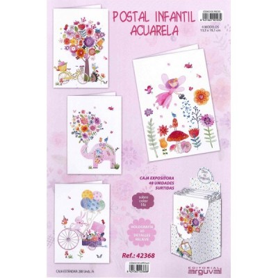 POSTAL INFANTIL ACUARELA 3D...