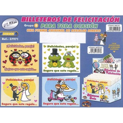 SOBRE BILLETERO BODA PLATA...