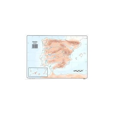 MAPA MUDO COLOR ESPAÑA FISICO