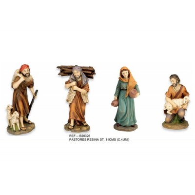 CAJA 4 PASTORES RESINA 11 CM.