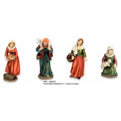 CAJA 4 PASTORES RESINA 11 CM.