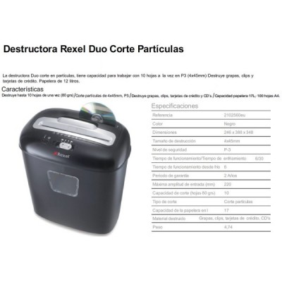 DESTRUCTORA REXELL DUO CD