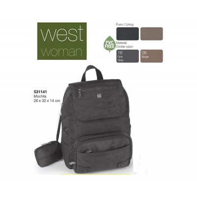 MOCHILA WEST BEIGE 26X32X14